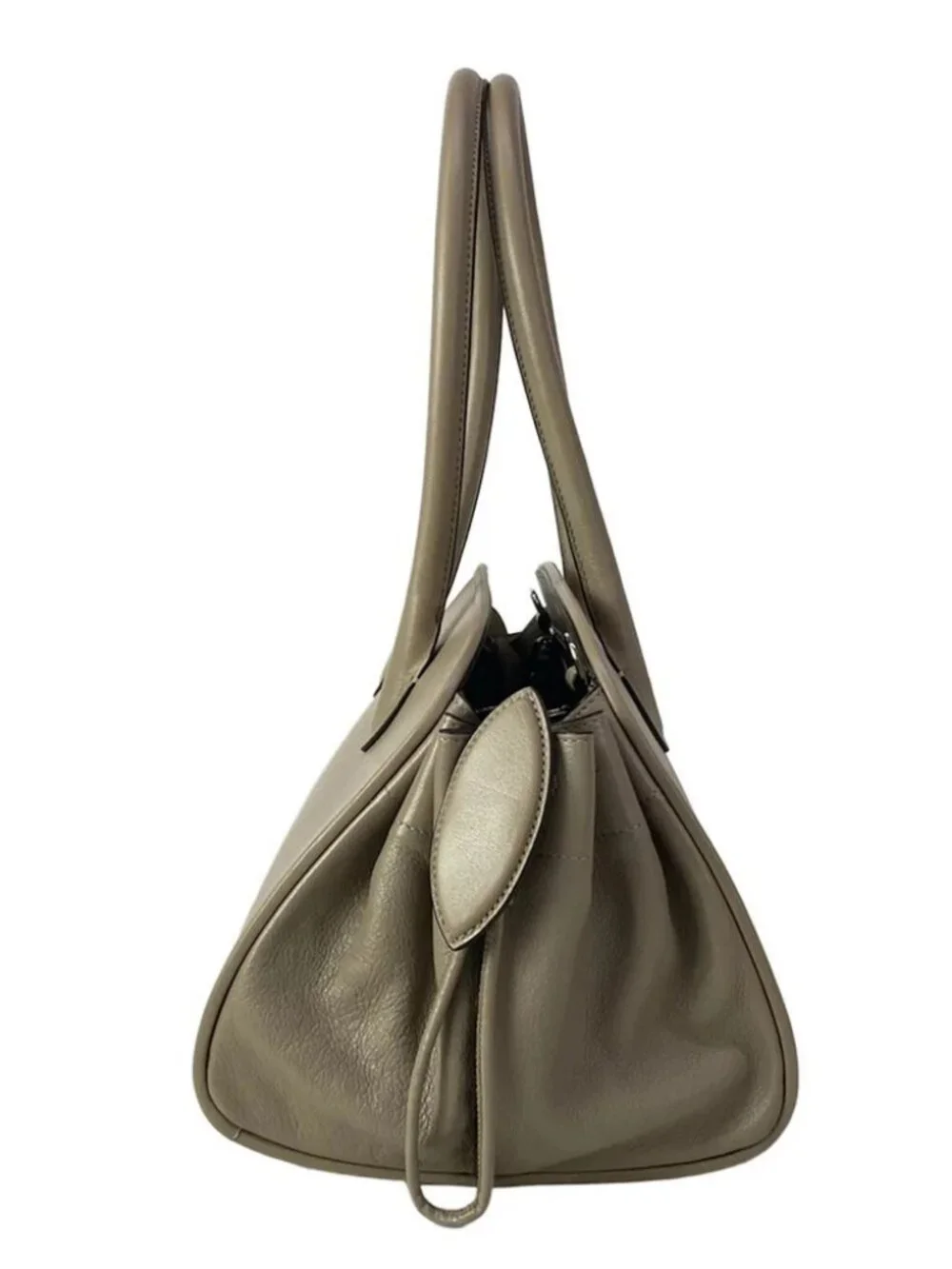 MARNI TULIPEA Small Top-Handle Bag BMMP0167U0 Gray Beige Leather Tote Bag